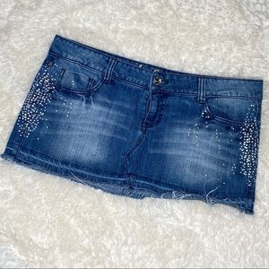 Rhinestone embellished mini skirt